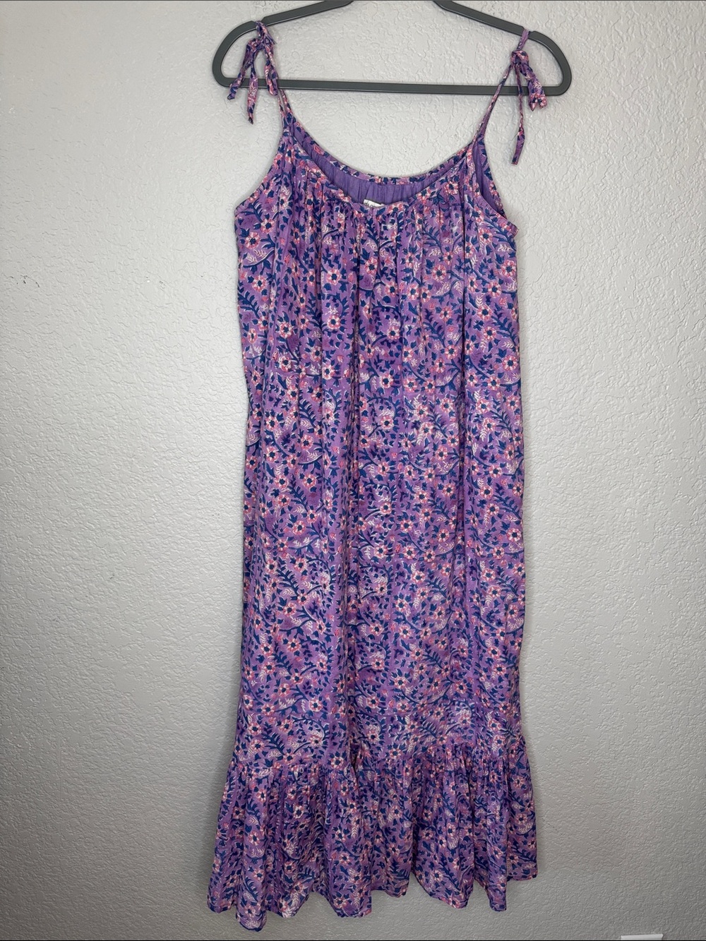 Emerson Fry India Collection Violet Wildflower Sundress XS / S Flowy Maxi - Picture 2 of 6